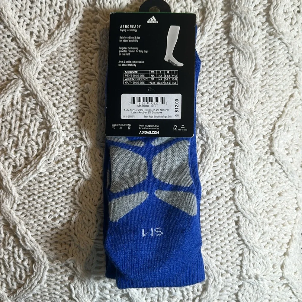 Adidas Royal Blue Over-the-Calf Baseball Compression Socks Youth 13C-4Y Small